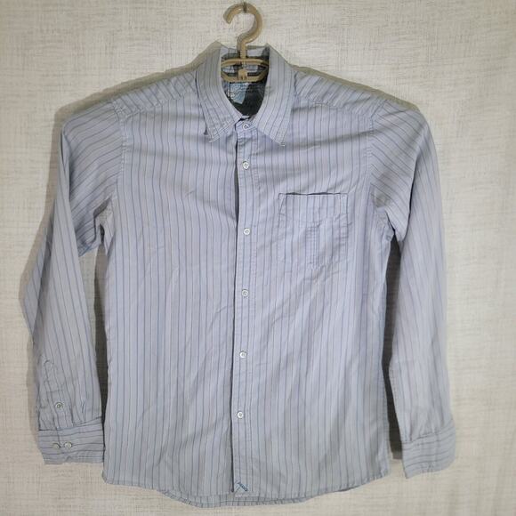 Quicksilver Shirt Button Down Mens Size Small White Blue Pinstripe Pocket Career - Picture 1 of 7